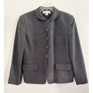 Jones New York Studio Women's Tweed Blazer 100% Wool Size 14P Button Loop Career